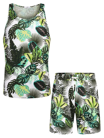 Hawaiian Floral Tank Top Holiday Set (US Only) Sets coofandy 