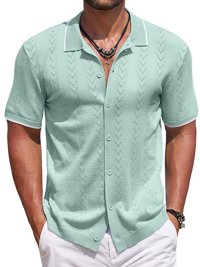 Casual Textured Vacation Knit Shirt (US Only)