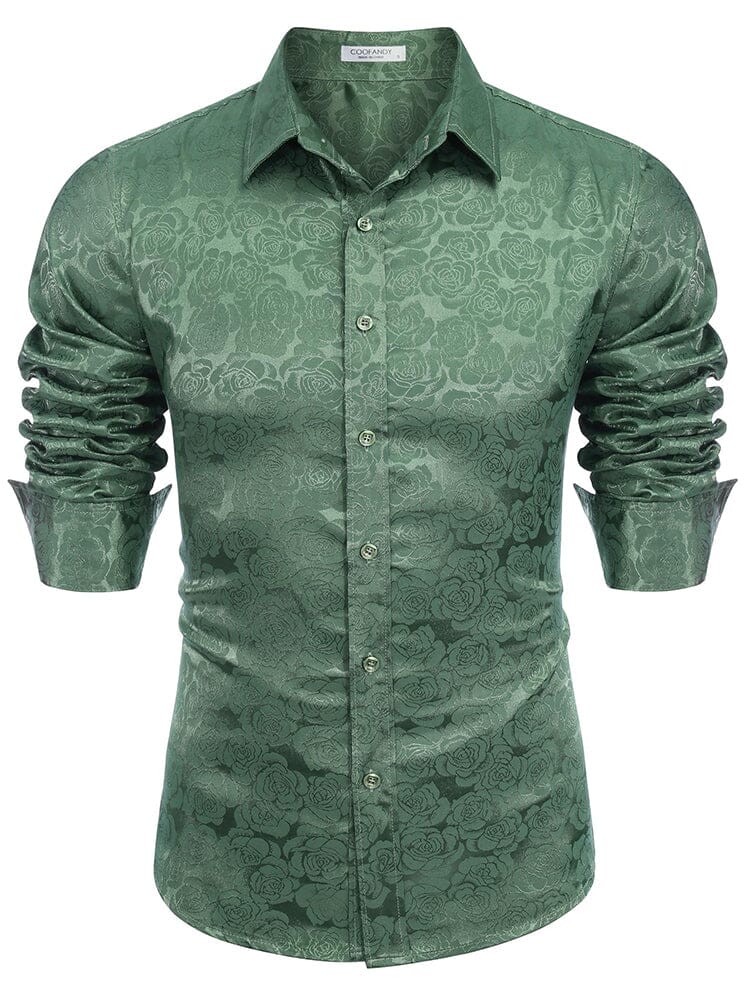 Modern Silk Stain Dress Shirts (US Only) Shirts & Polos coofandy Green Black Jasper S 