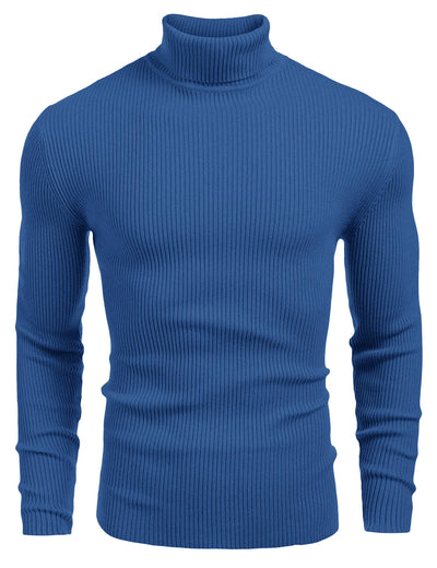 Ribbed Slim Fit Knitted Pullover Turtleneck Sweater (US Only)