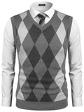 Casual Elastic Knit Pullover Argyle Vest (US Only)