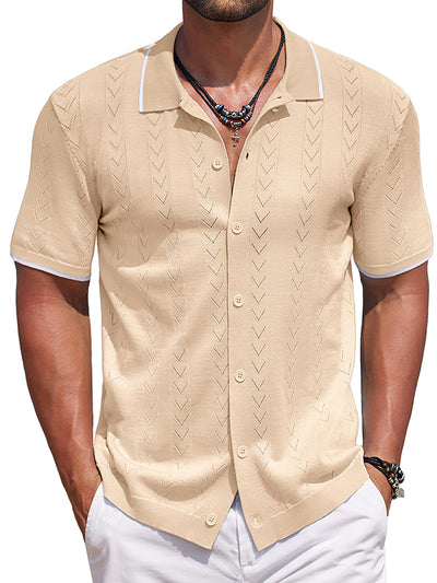 Casual Textured Vacation Knit Shirt (US Only)