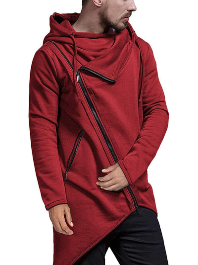 Lightweight Irregular Hem Pullover Hoodie (US Only) Hoodies COOFANDY Store Red S 