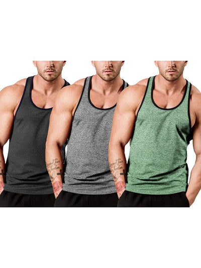 Men's 3-Pack Fitness Vest coofandy Black/Army Green/Grey S 