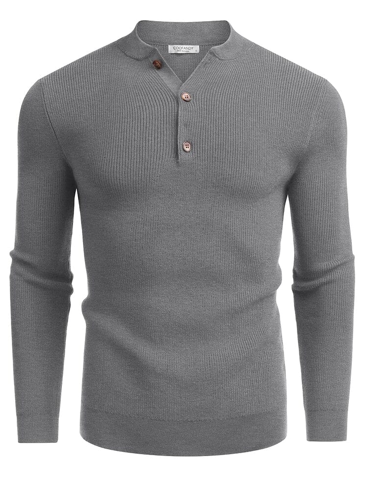 Classic Henley Collar Knit Sweater (US Only) Sweater coofandy 