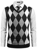 Casual Elastic Knit Pullover Argyle Vest (US Only)