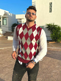 Casual Elastic Knit Pullover Argyle Vest (US Only)