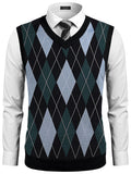 Casual Elastic Knit Pullover Argyle Vest (US Only)