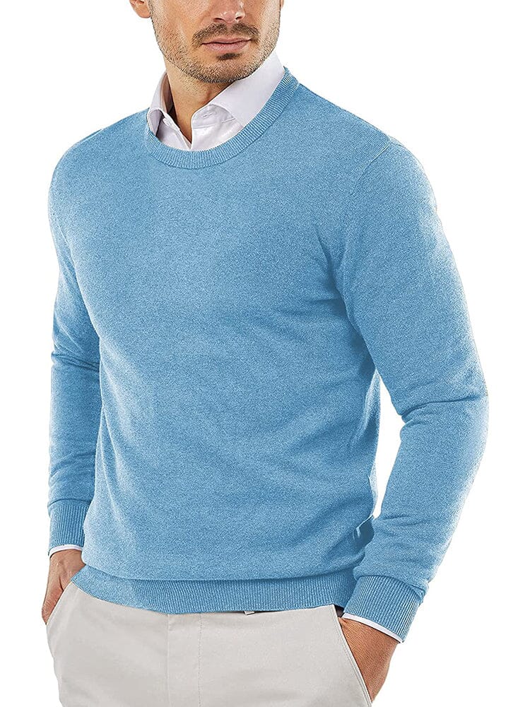 Crew Neck Slim Fit Pullover Knitted Sweater (US Only) Sweaters COOFANDY Store Ethereal Blue XS 
