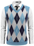 Casual Elastic Knit Pullover Argyle Vest (US Only)