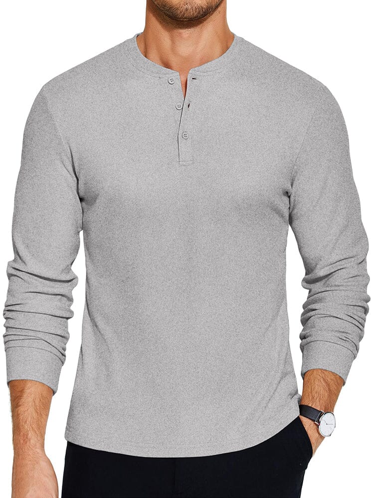 Urban Classic Simple Henley Shirt (US Only) T-Shirt coofandy Grey S 