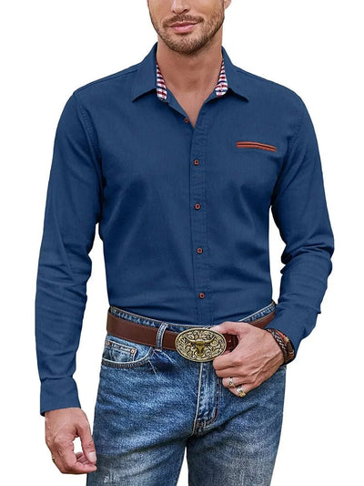 Casual Button Denim Shirt (US Only) Shirts COOFANDY Store Light Blue S 