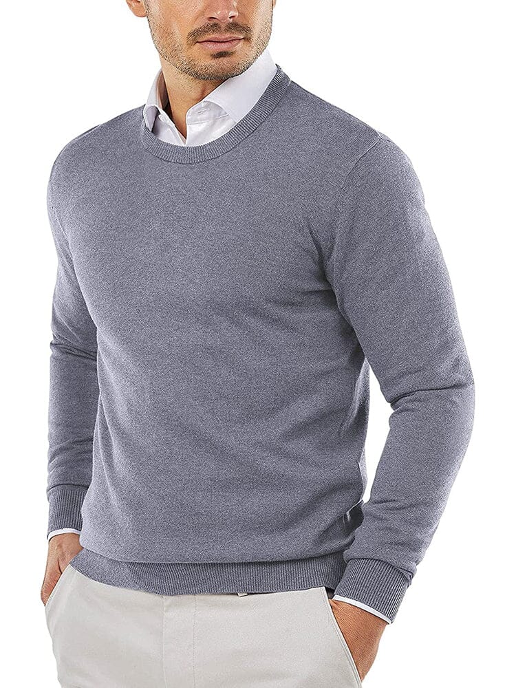 Crew Neck Slim Fit Pullover Knitted Sweater (US Only) Sweaters COOFANDY Store Grey XS 
