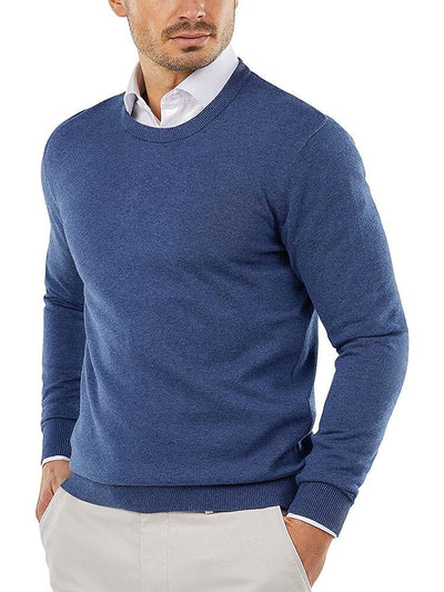 Crew Neck Slim Fit Pullover Knitted Sweater (US Only) Sweaters COOFANDY Store Blue XS 