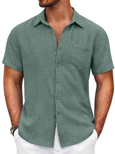 Textured Short Sleeve Button Down Shirt (US Only)