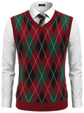 Casual Elastic Knit Pullover Argyle Vest (US Only)