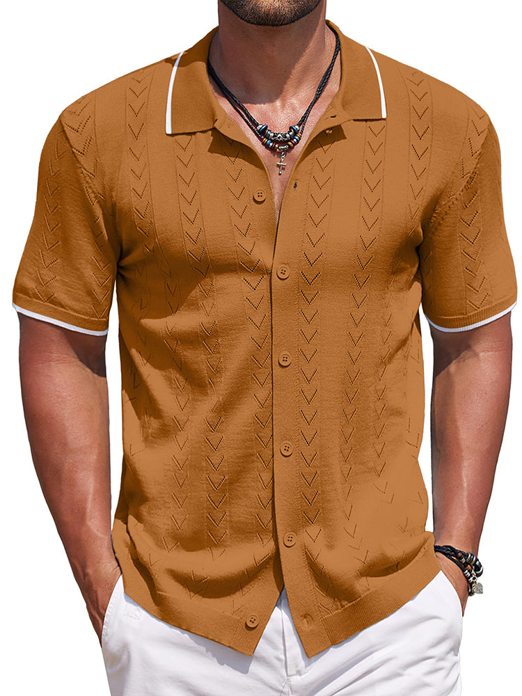 Casual Textured Vacation Knit Shirt (US Only)