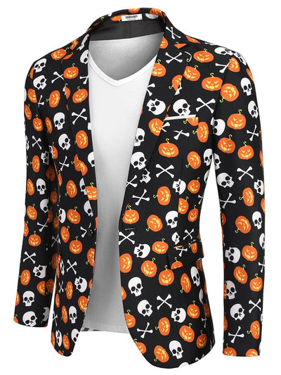 Christmas Suit Party Jacket (US Only) Blazer coofandy Pumpkin & Skull S 