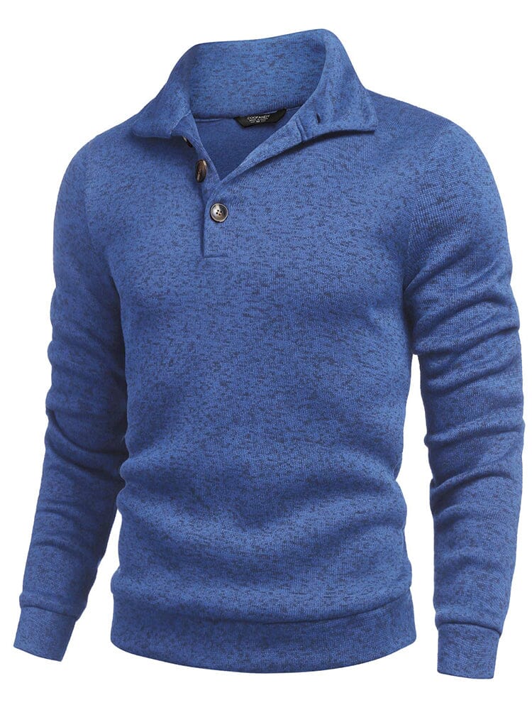 Casual Thermal Texured Knitted Sweatshirt (US Only) Sweaters coofandy Blue S 