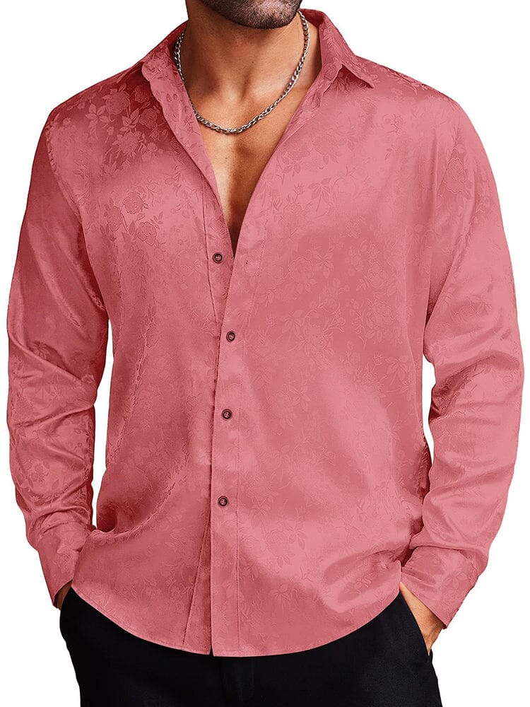 Rose Printed Dress Shirts (US Only) Shirts & Polos coofandy Misty Rose S 