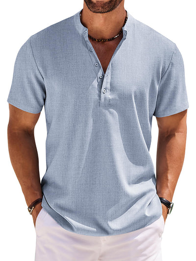 Casual Band Collar Henley Shirt (US Only)