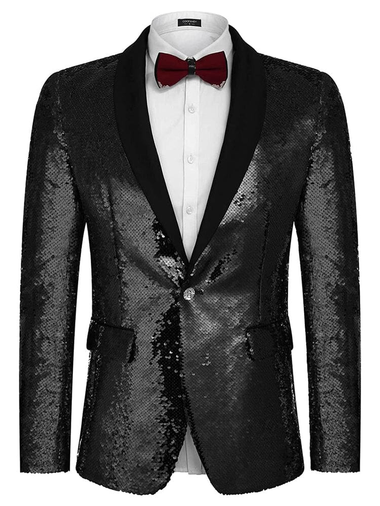 Shiny Sequin Blazer Tuxedo Suit - Stand Out in Style – COOFANDY