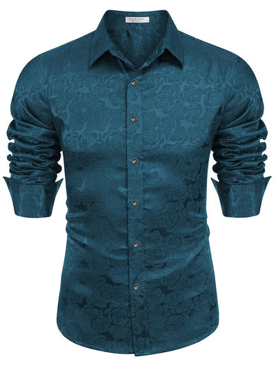 Modern Silk Stain Dress Shirts (US Only) Shirts & Polos coofandy Blue Floral S 