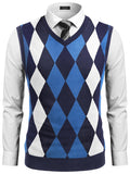 Casual Elastic Knit Pullover Argyle Vest (US Only)