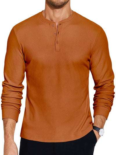 Urban Classic Simple Henley Shirt (US Only) T-Shirt coofandy Caramel S 