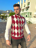 Casual Elastic Knit Pullover Argyle Vest (US Only)