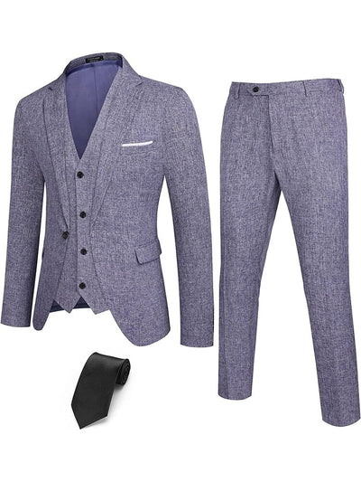 4-Piece One Button Blazer Suit Sets (US Only) Suit Set COOFANDY Store Blue S 