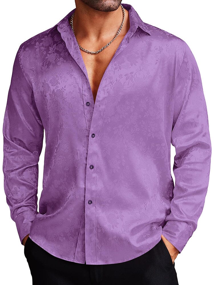 Rose Printed Dress Shirts (US Only) Shirts & Polos coofandy Violet S 