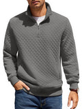 Trendy Quarter Zip Pullover Quilted Sweatshirt (US Only)