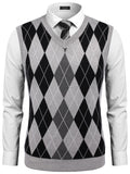 Casual Elastic Knit Pullover Argyle Vest (US Only)
