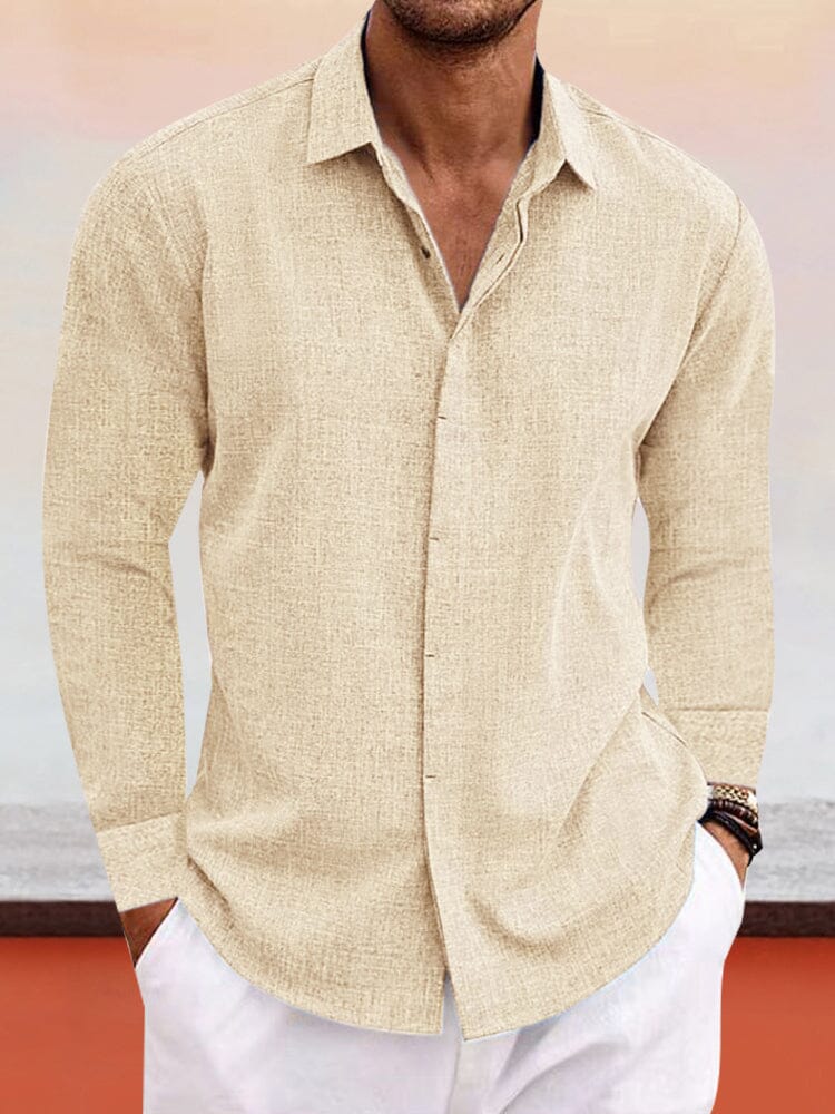 Casual Utility Cotton Linen Shirt Shirts coofandy Light Khaki S 
