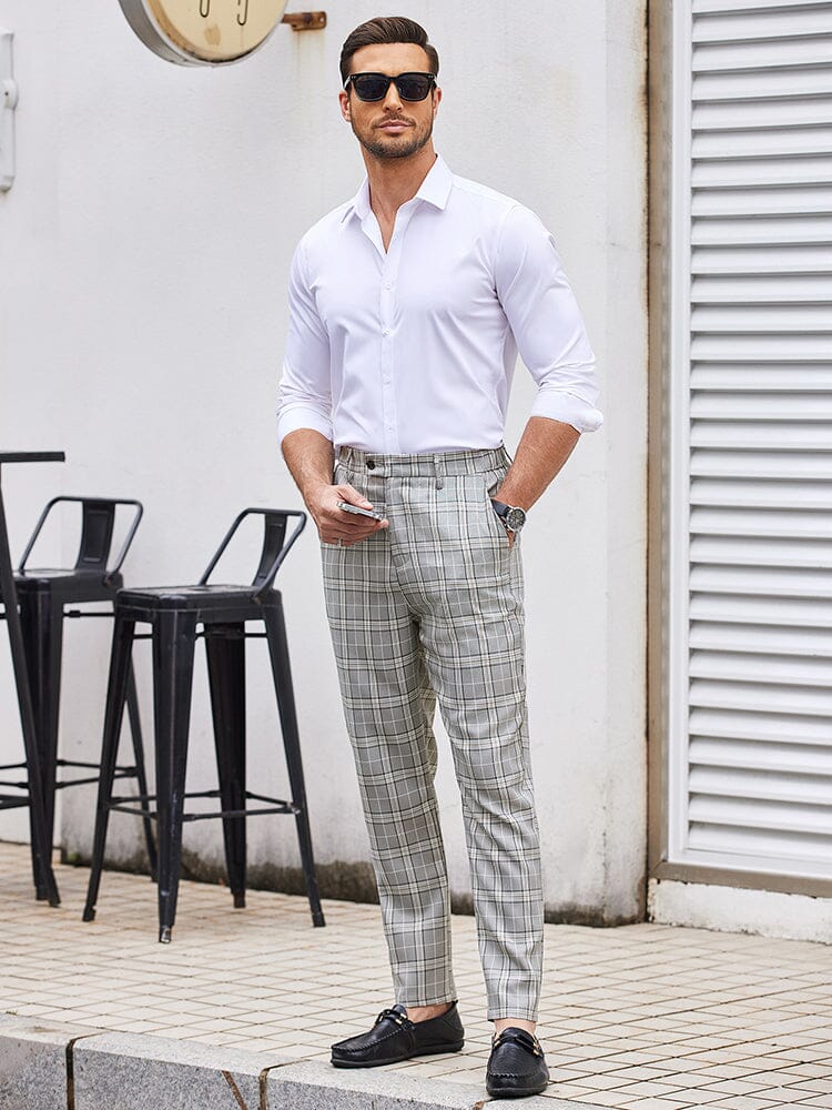 Casual Plaid Suit Pants (US Only) Pants coofandy 