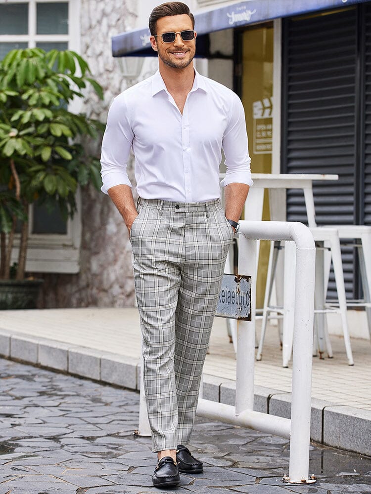 Casual Plaid Suit Pants (US Only) Pants coofandy 