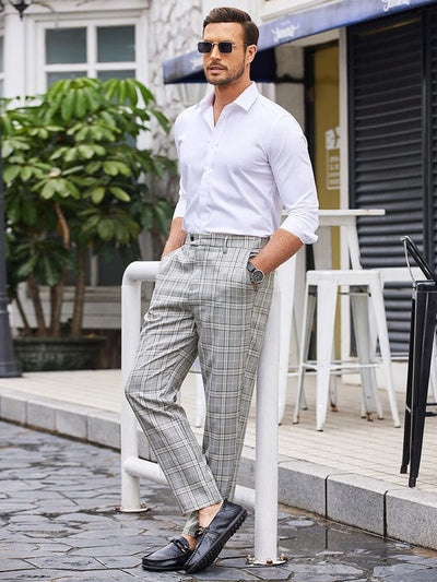 Casual Plaid Suit Pants (US Only) Pants coofandy 