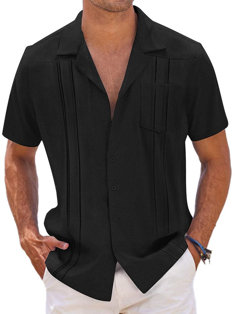 Casual Linen Relaxed Fit Shirt (US Only) Shirts coofandy Black S 