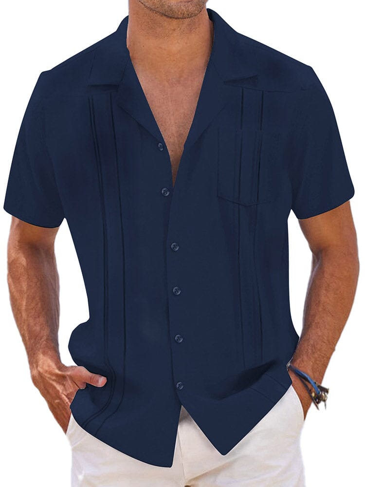 Casual Linen Relaxed Fit Shirt (US Only) Shirts coofandy Navy Blue S 