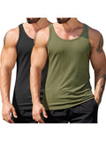 Gym Muscle 2 Packs Ribbed Knit Tank Top (US Only)