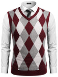 Casual Elastic Knit Pullover Argyle Vest (US Only)