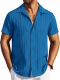 Casual Textured Summer Short Sleeve Beach Shirt (US Only)