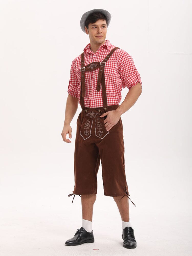 Classic Oktoberfest Costume Overalls Jumpsuit coofandy Brown S 