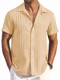 Casual Textured Summer Short Sleeve Beach Shirt (US Only)
