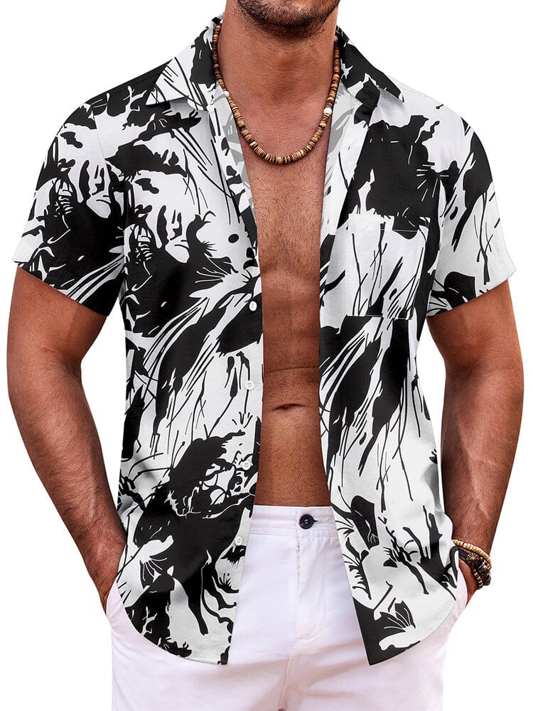 Summer Beach Floral Print Shirt (US Only) Shirts coofandy Black S 