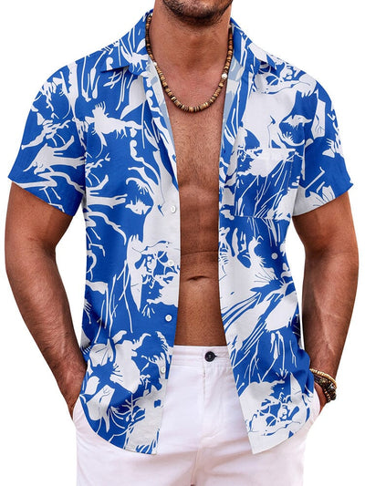 Summer Beach Floral Print Shirt (US Only) Shirts coofandy Blue S 