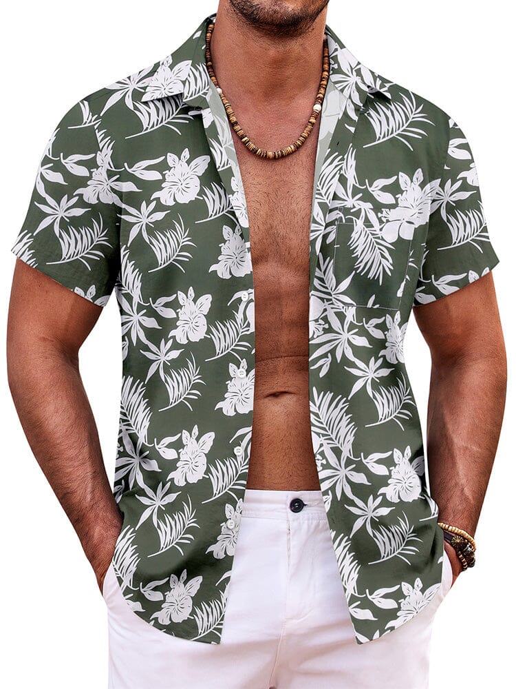 Summer Beach Floral Print Shirt (US Only) Shirts coofandy Green Floral S 