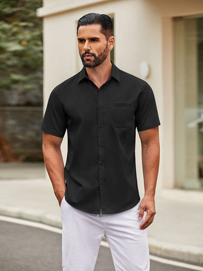 Casual Simple Button Down Shirt (US Only) Shirts coofandy Black S 
