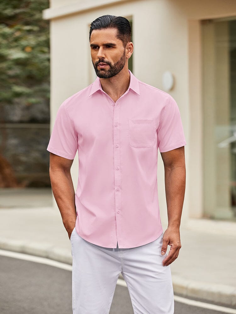 Casual Simple Button Down Shirt (US Only) Shirts coofandy Pink S 